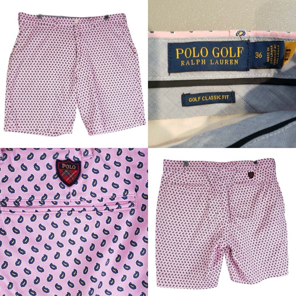 Polo Golf Ralph Lauren Shorts Mens 36 Pink Paisley Golf Performance Stretch